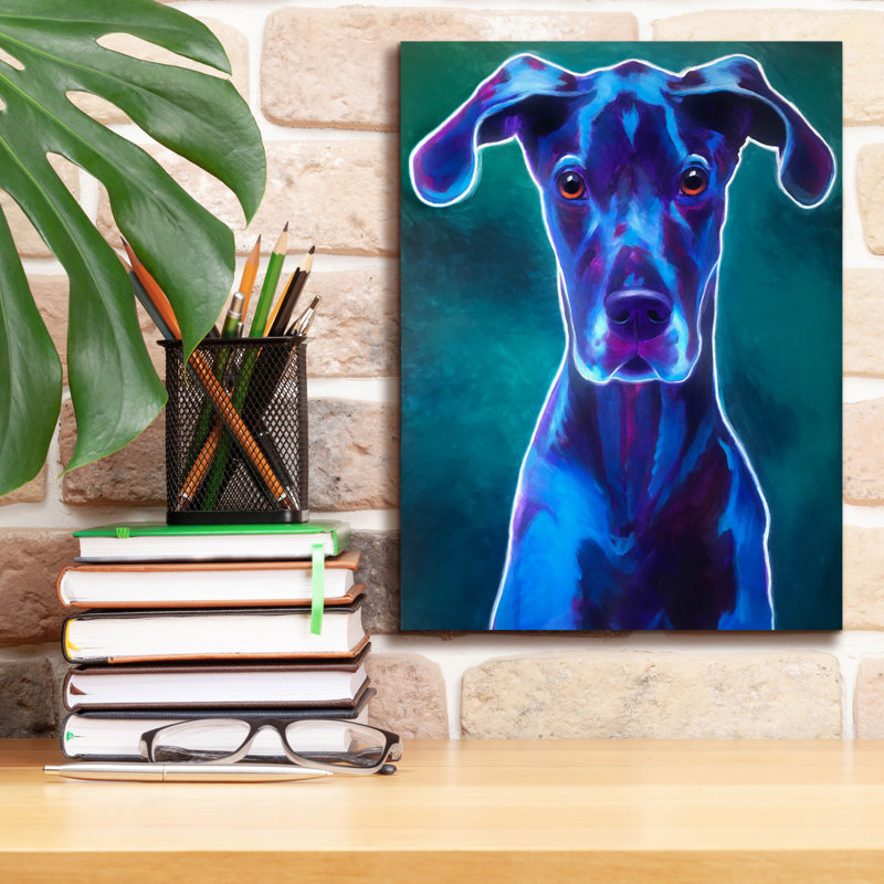 «Great Dane - Blue» par Dawg Painter, H 16 po x l 12 po x P 0,75 po