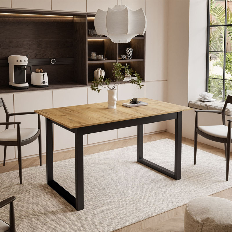Extendable table ARTON II  140 cm, "U" legs, Gold Craft Oak, Black