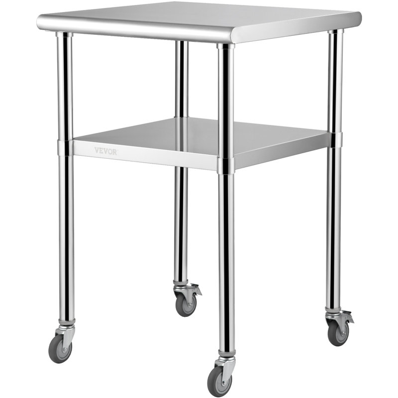 24" x 24" Stainless Steel Work Table with Wheels