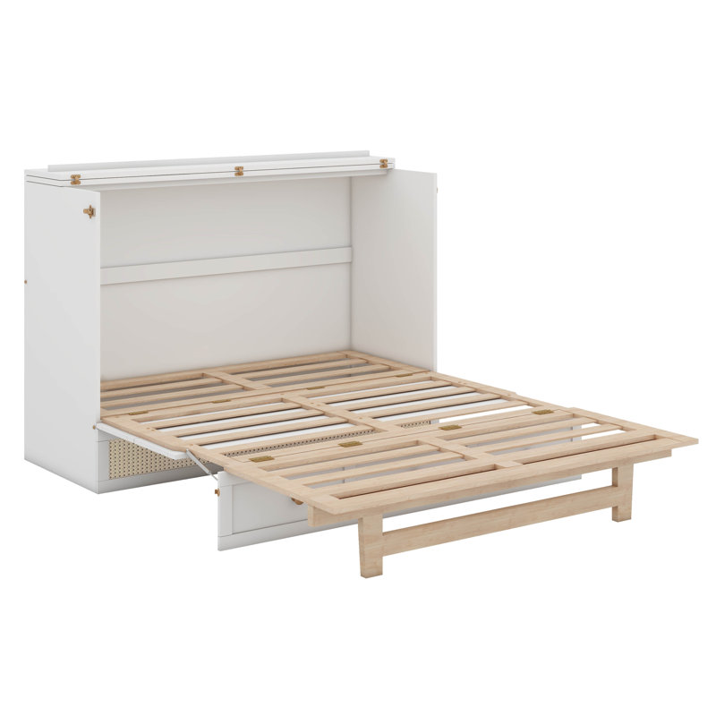 Lit escamotable avec grands tiroirs Anassi, Grand, Blanc