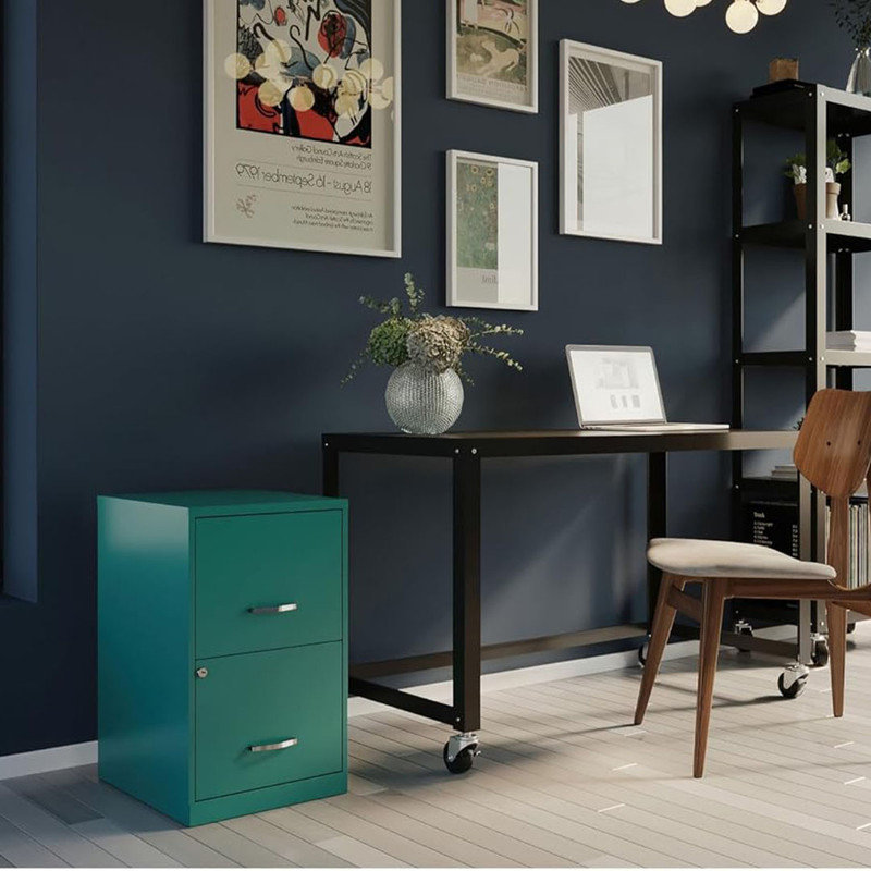 2-Drawer File Cabinet with 2 File Drawers for Smooth-Glide Suspension, Files & Folders, Teal