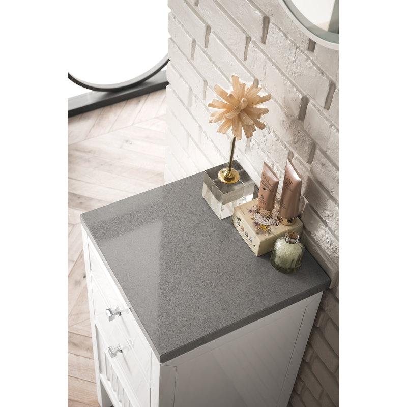 Athens 15" W Freestanding Bathroom Cabinet, Left Handed, Glossy White/Gray Expo