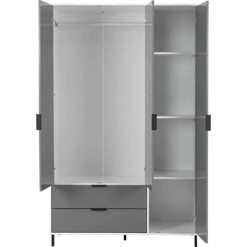 Roseanne 3 Door Wardrobe, 196cm H x 121.50cm W x 52cm D