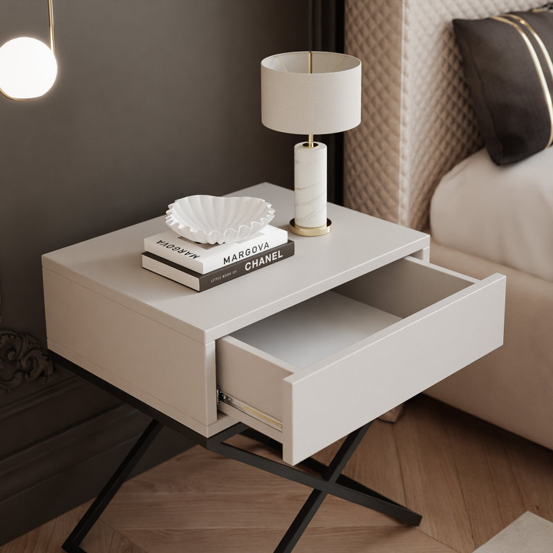 45 cm W Bedside Table, black/kaschmir