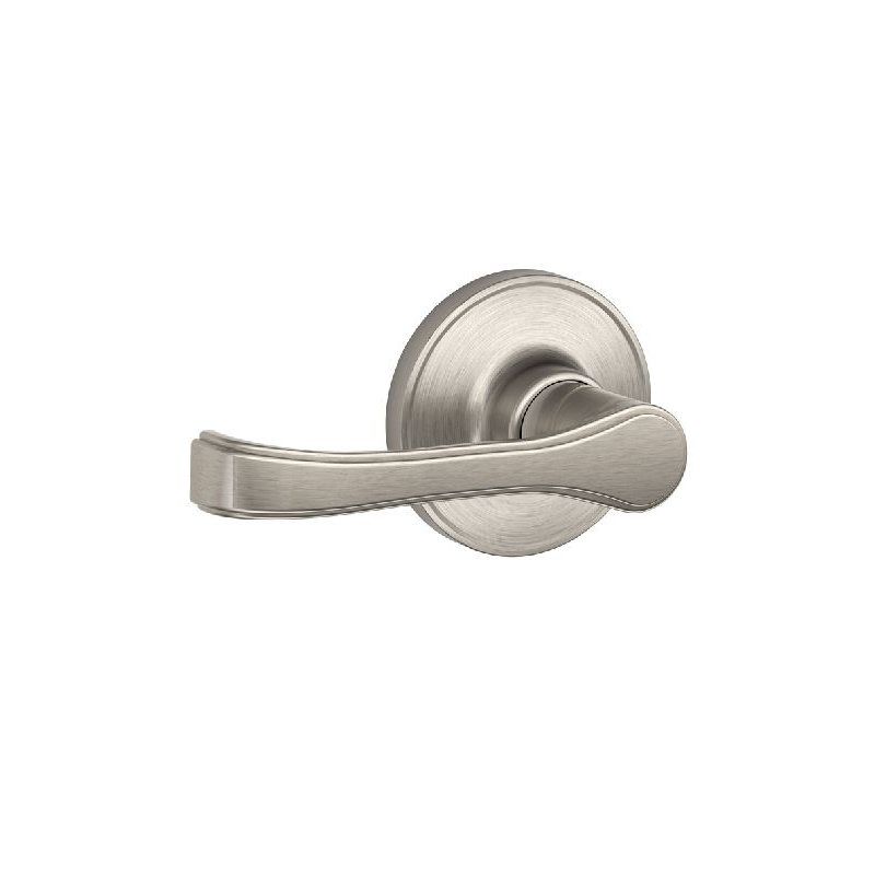 J Series Door Lever with Rosette, Single Dummy, Satin Nickel