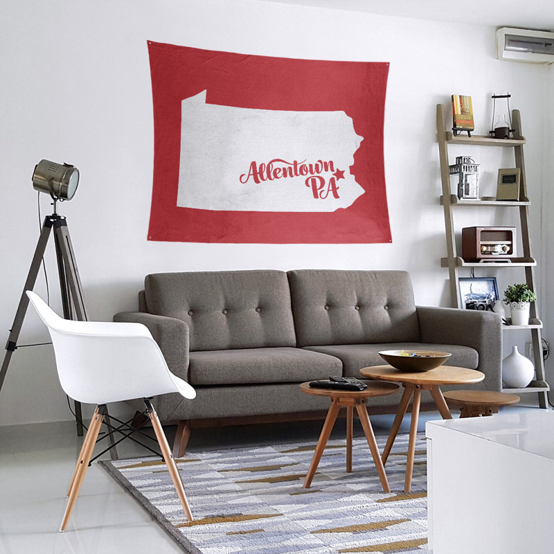 Tapisserie Allentown Pennsylvania, H 27,5 po x l 37,5 po, Rouge