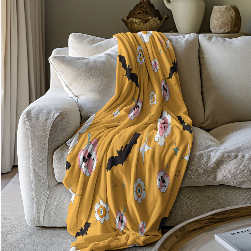 Halloween lueur - couverture Sherpa de qualité supérieure 1 pièce, Grand lit