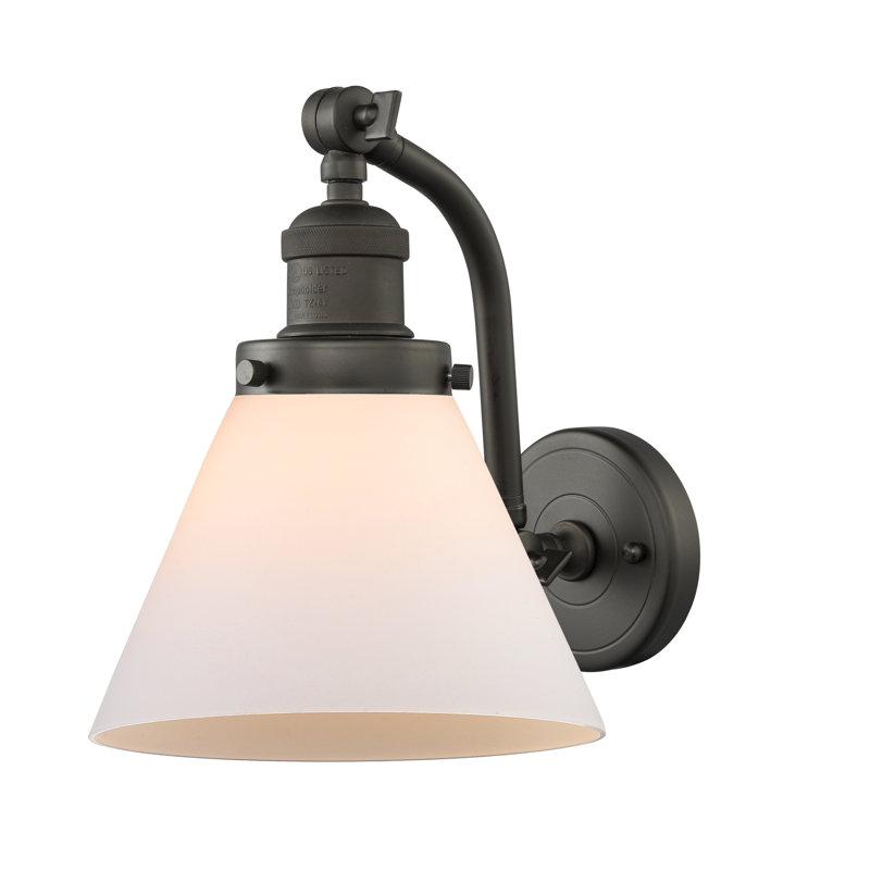 Applique murale 1 lumière Cone, DEL, Boîtier blanc mat, Noir mat