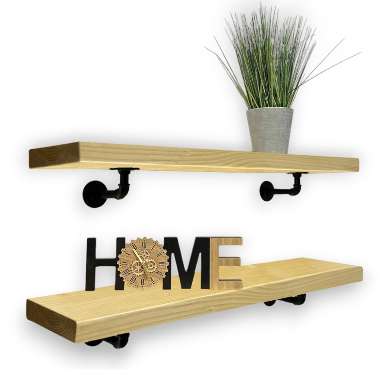Aleksah Wood Floating Shelf, 4.5cm H x 100cm W x 22cm D, Antique Pine
