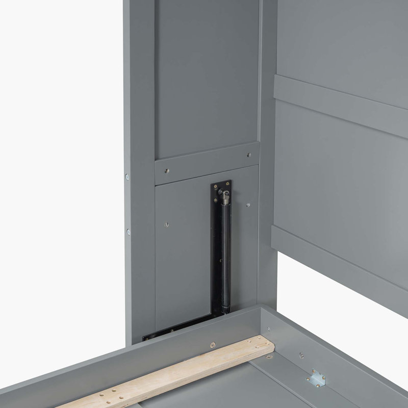Grand lit escamotable polyvalent avec armoires et porte-bouteilles pour optimiser l'espace, Gris