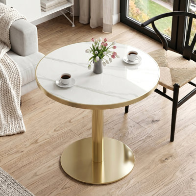 31.5" Sintered Stone Bistro Table, Modern Square/Round Dining Table with 26 Size Options for Kitchen Cafe Small Space