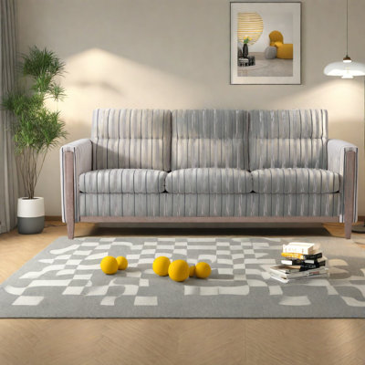 Comfortable Modern Sofas, Wood Frame, Blue Stripes, Ideal For Home