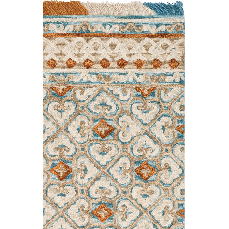 Tapis ivoire en laine / coton touffeté à la main Jahiem, Carré 6 pi