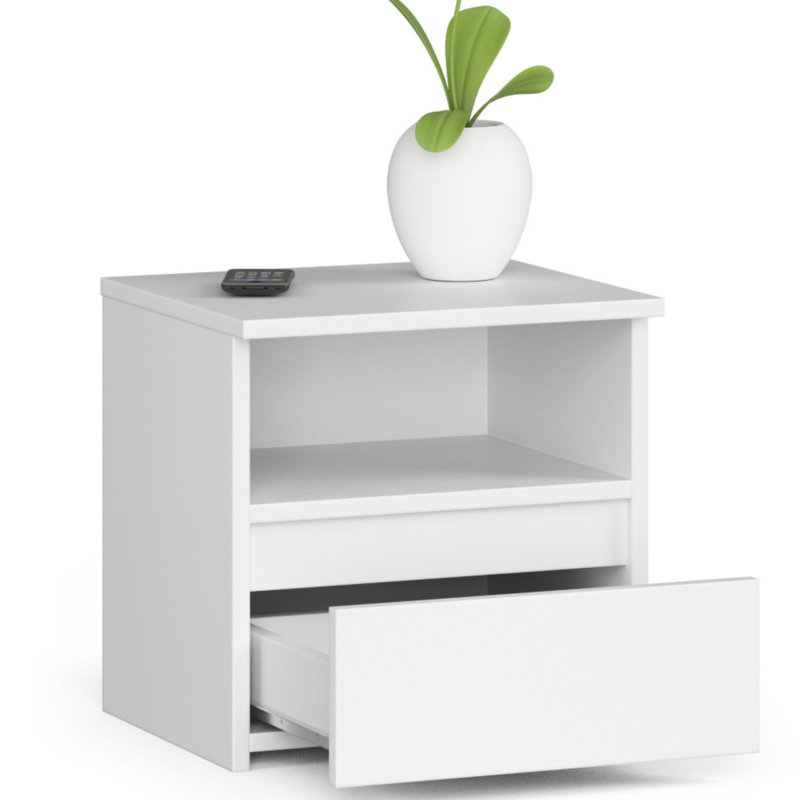 Resmi 40cm W Particle Board Bedside Table, White, White