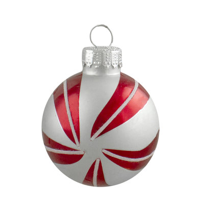 Red and Silver 2-Finish Swirl Glass Christmas Ball Ornament 1.75" (45mm)