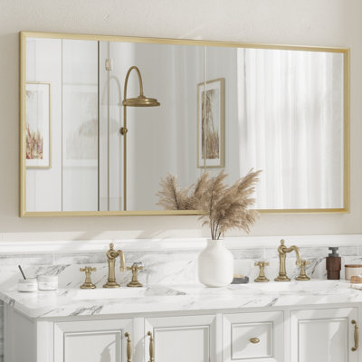 Amara Tempered Glass and Aluminum Alloy Framed French Cleat Mounted Wall Mirror