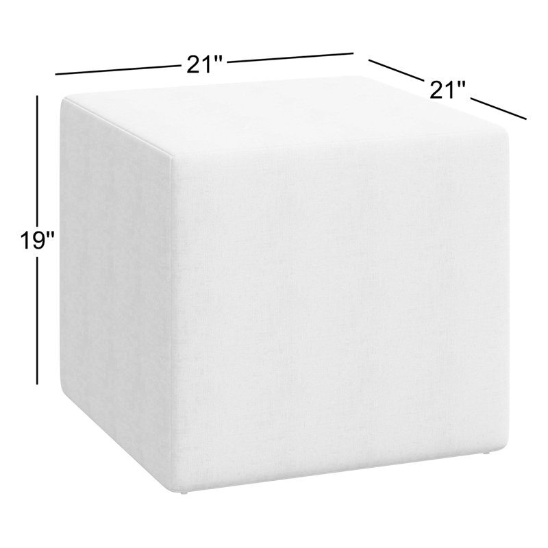 Andi Samet 21'' Square Cube Ottoman, Classic Talc Linen