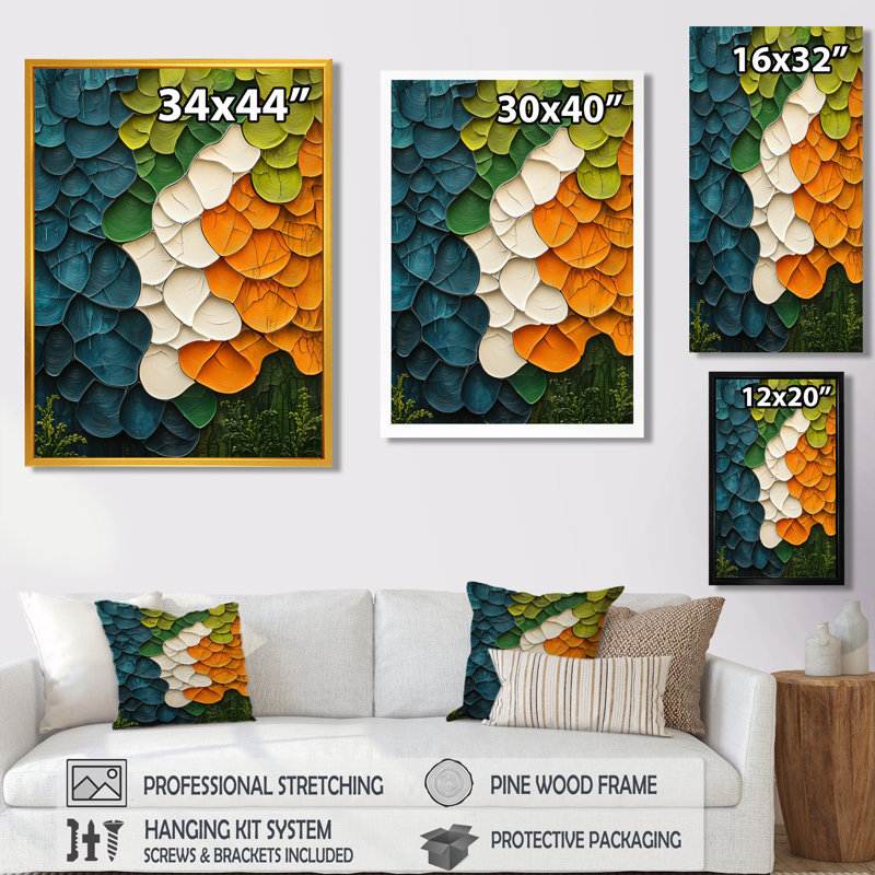 Orelie - Abstract Wall Art Prints, 44" H x 34" W, Single Picture Framed Print, White