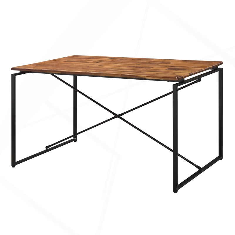 Table de salle à manger en chêne et noir avec base en métal