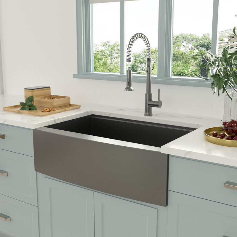 30”W x 22”D Single Bowl Farmhouse 16 Gauge Stainless Steel Workstation Undermount Kitchen Sink , 10" H x 33" W