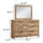 Oma 2Pc Dresser And Mirror Set, 6 Drawers W Handles, Golden Brown Wood