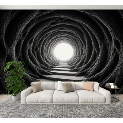Papier peint adhésif pelez et collez, tunnel d'escalier en spirale, motifs abstraits et monochromes, papier peint amovible en PVC, H 100 po x l 144 po, pour mur de chambre à coucher