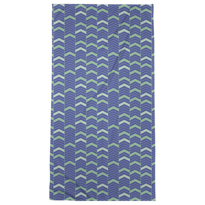 Serviette de plage lineed chevrons Stephenie, Bleu foncé / bleu sarcelle