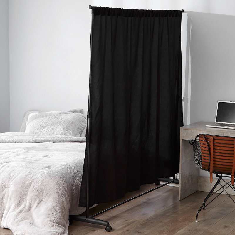 Cadre de rideau d'intimité extensible avec rideaux Don't Look at Me Basics de Nourettin, Noir