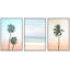 Beach And Plants " Pastel Sky Retro Palm Tree Island Beach Shore Coastal Nautical Photography Modern Art Decor " 3 - Pieces-98697764-98697763