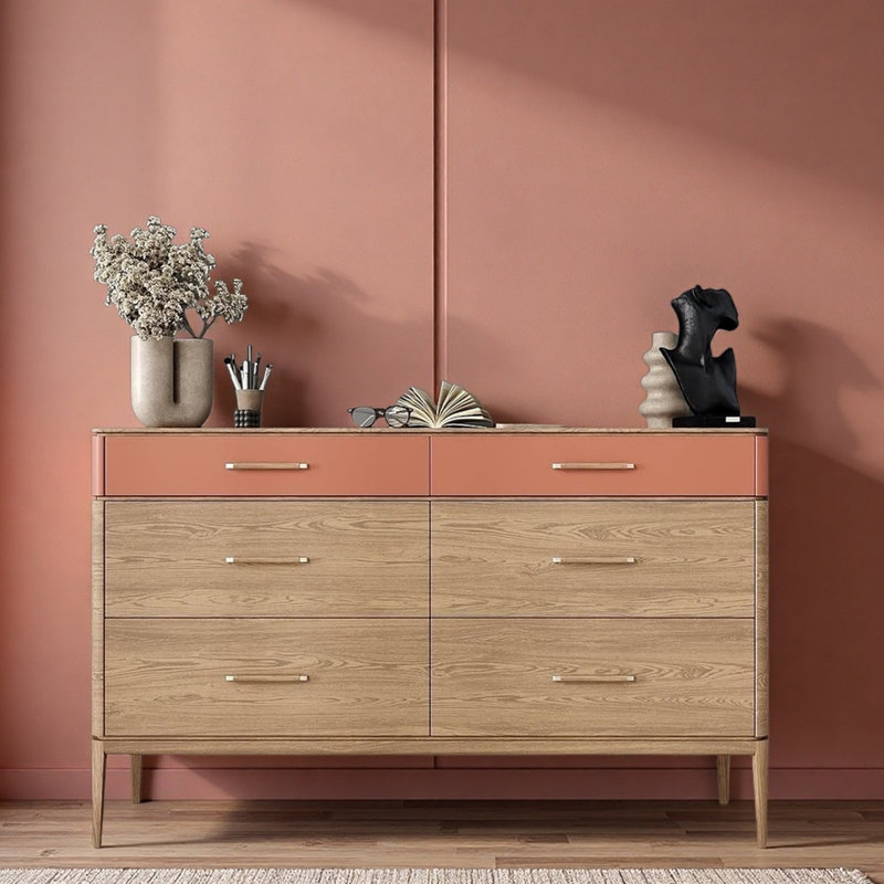 Commode d'entrée en bois massif chinois, Bois naturel / orange