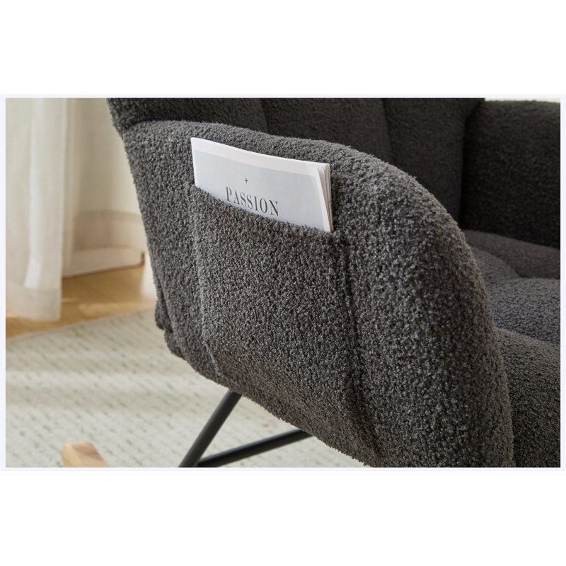 Ensemble de fauteuil berçant et repose-pieds Teddy, Tissu gris