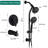 Shower System With Drill- Stainless Steel Rod, Dual Heads, Matte Black, 7 Settings, 1.8 Gpm Flow Rate Steel, 7-setting Flow, To Discoloration