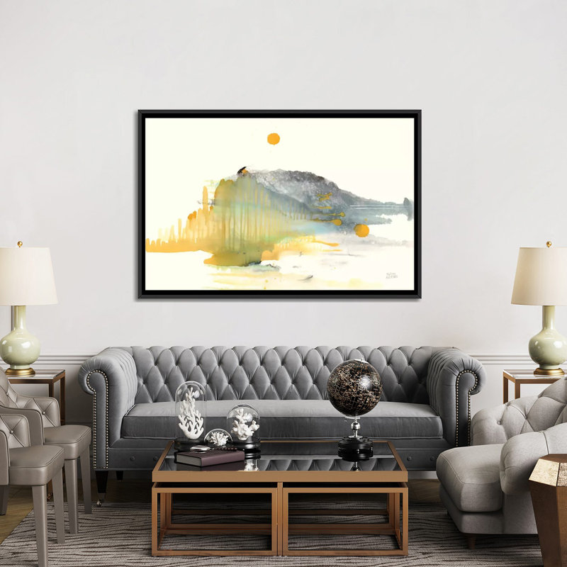 « golden ile » non disponible sur toile, H 40 po x l 60 po x P 1,5 po, Toile avec cadre noir, Pas de tapis