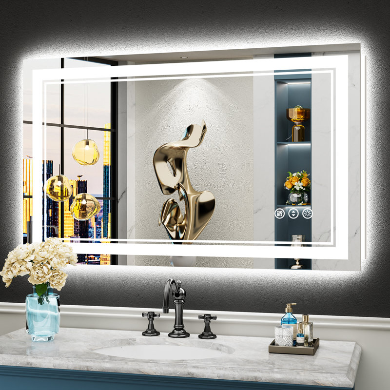 Miroir de meuble-lavabo à DEL avec fonction de mémoire, 3 températures de couleur et éclairage à intensité variable