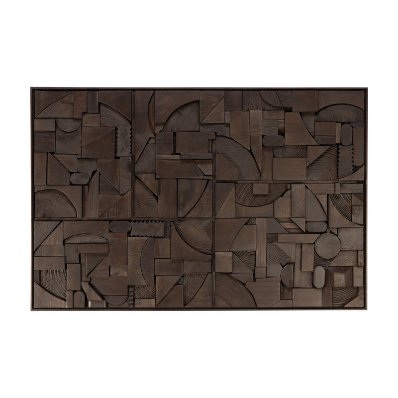 Handmade Solid Wood Wall Decor, Dark Brown, 36" H x 47" W x 2" D