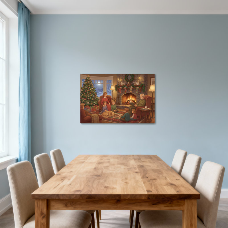 Arbre de cheminée de Noël rassemblant une famille de Noël, H 12 po x l 18 po