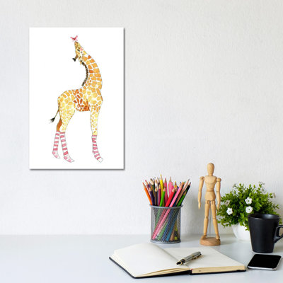 Giraffe With Butterfly by Mercedes Lopez Charro - Wrapped Canvas Gallery-Wrapped Canvas Giclée