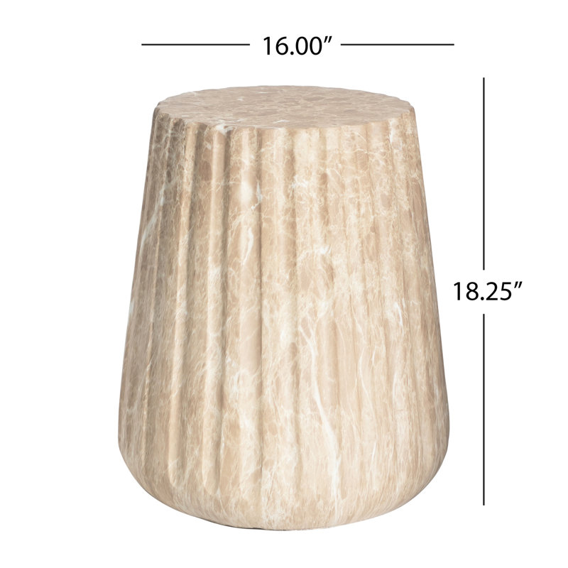 Table d'appoint dorée, fonction intérieure et extérieure, piédestal solide, hauteur de 17,71 po, largeur et profondeur de 16 po, béton léger, tons neutres convenant à divers environnements,