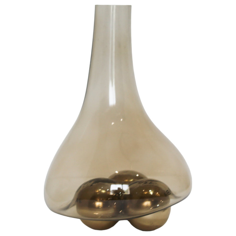 Vase en verre avec accents en métal et aluminium, conception moderne soufflée à la main avec insert sculptural amovible pour une décoration intérieure contemporaine