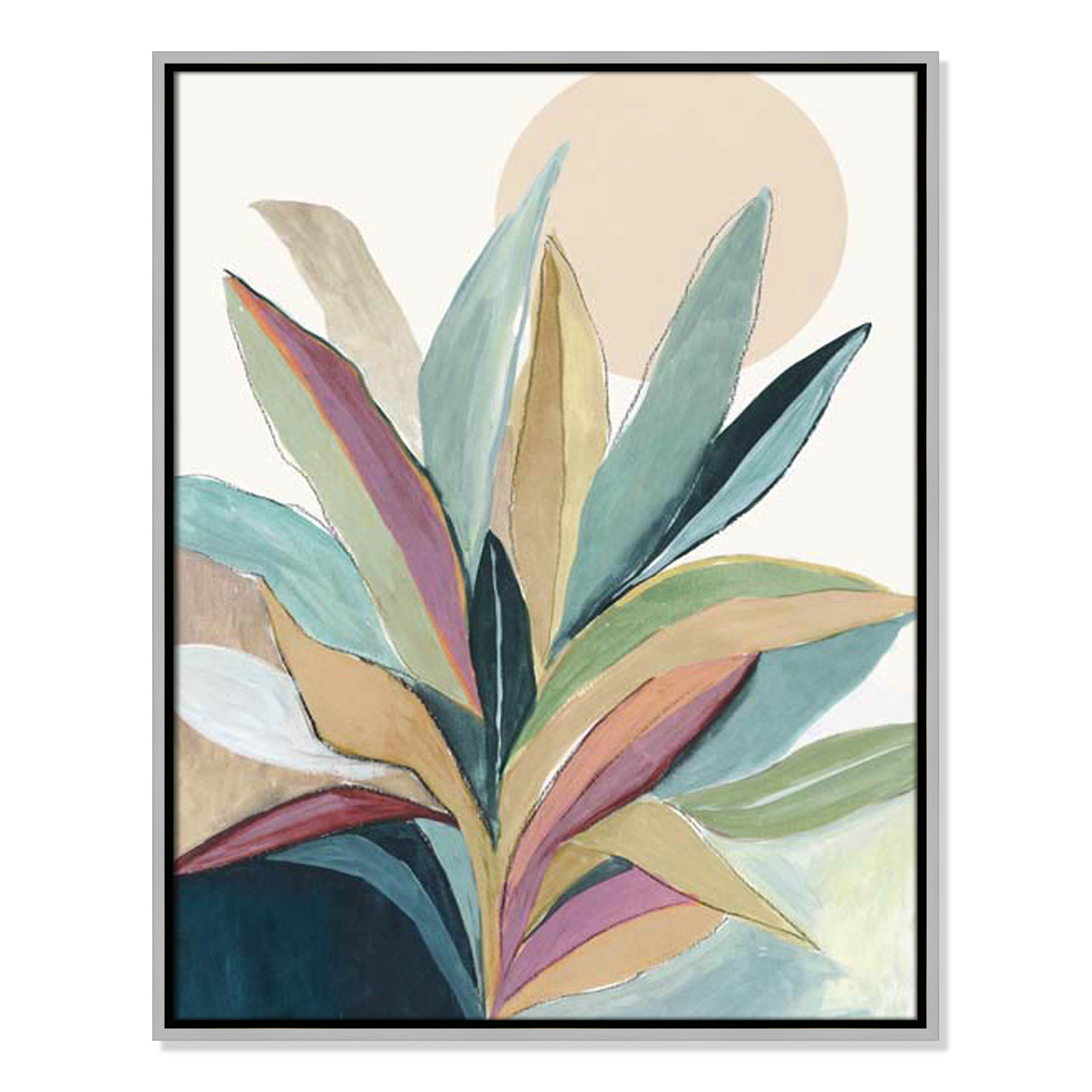 Sherbrooke Sunny Bright Leaves I by Asia Jensen Print, No Mat, Silver Floater Framed, 29.5" H x 23.5" W x 2" D