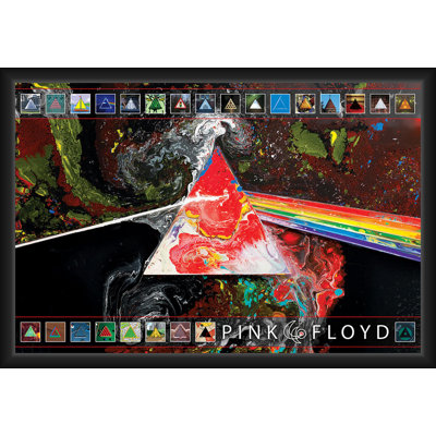  Officiellement sous licence Pink Floyd - Dark Side 40th - affiche d'art encadrée - 24 x 36 po - cadre en bois d'ingénierie robuste avec verre plexi - prêt à être accroché