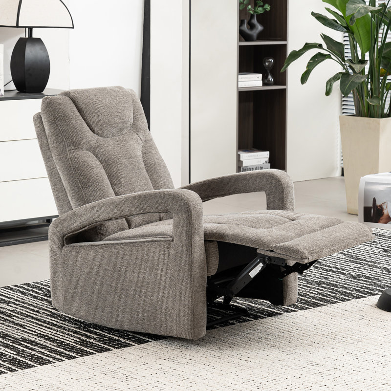 Berdean Upholstered Pushback Manual Recliner, Light Gray