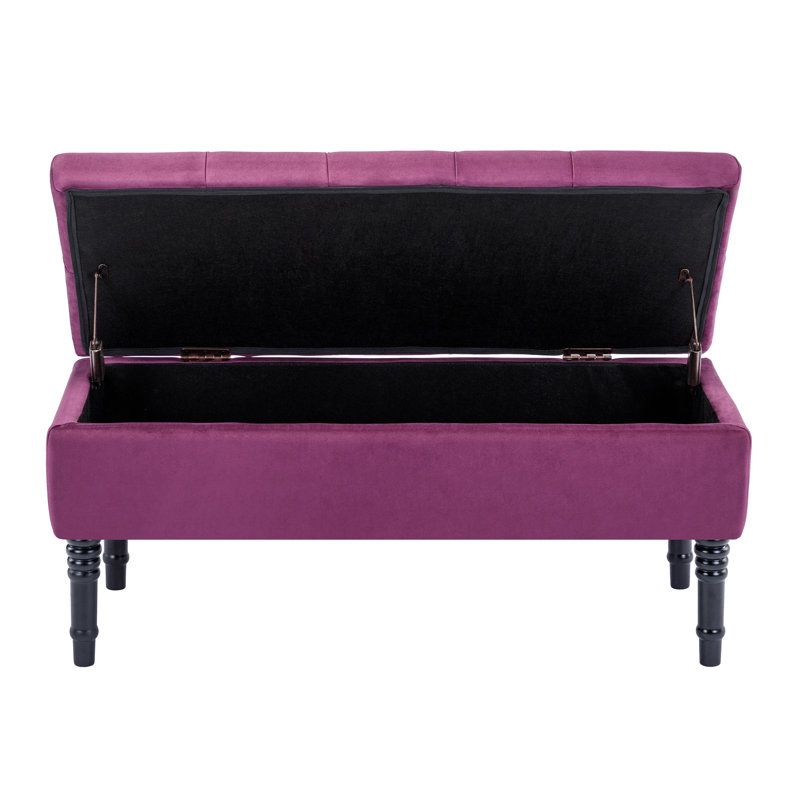 Banc de rangement avec repose-pieds Scheel, Velours mauve