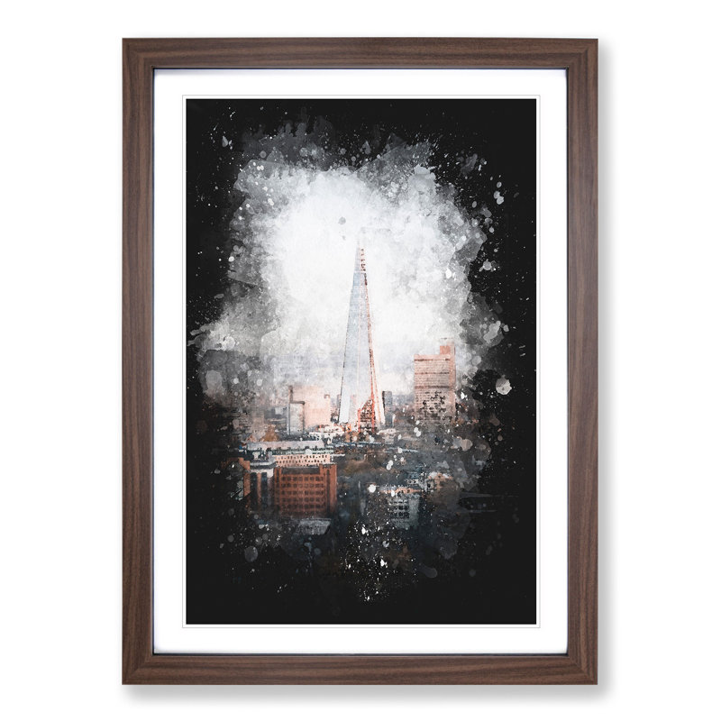The Shard in London Vol.5 - Picture Frame Graphic Art, Walnut Framed, 90cm H x 65cm W x 2cm D