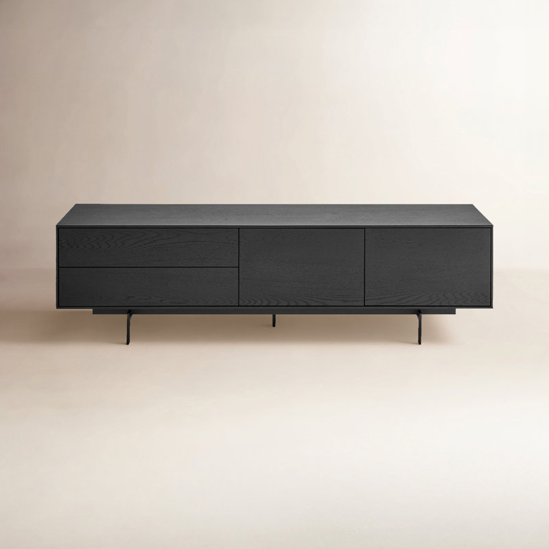 Quinn Media Stand In Oak, Black