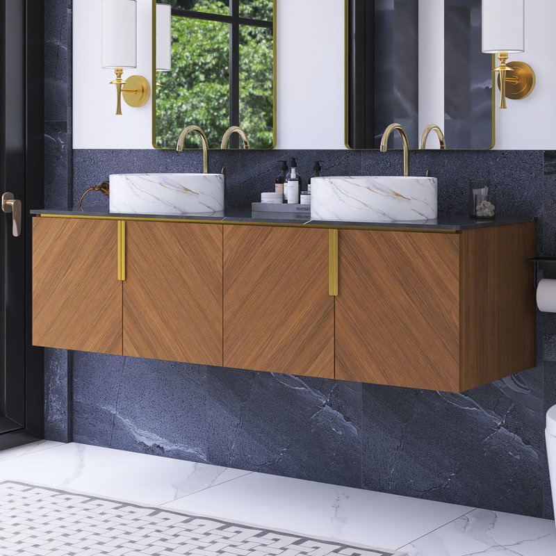 60 Inch Modern Wall-Mounted Floating Bathroom Vanity