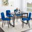 4 chaises de salle à manger en velours bleu - Pieds de soutien robustes, conception ergonomique pour le confort de la cuisine 4, courbé plus haut-1402042649