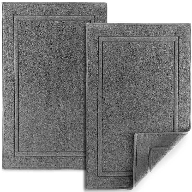 100% Cotton Bath Mat, 17", 24", Gray