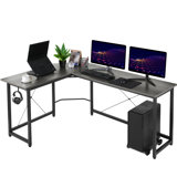 Lorren Adjustable L-Shaped Metal Base Computer Desk