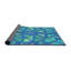 Tissé à la machine à motif géométrique en laine et polyester bleu/gris Tapis décoratif-752310635